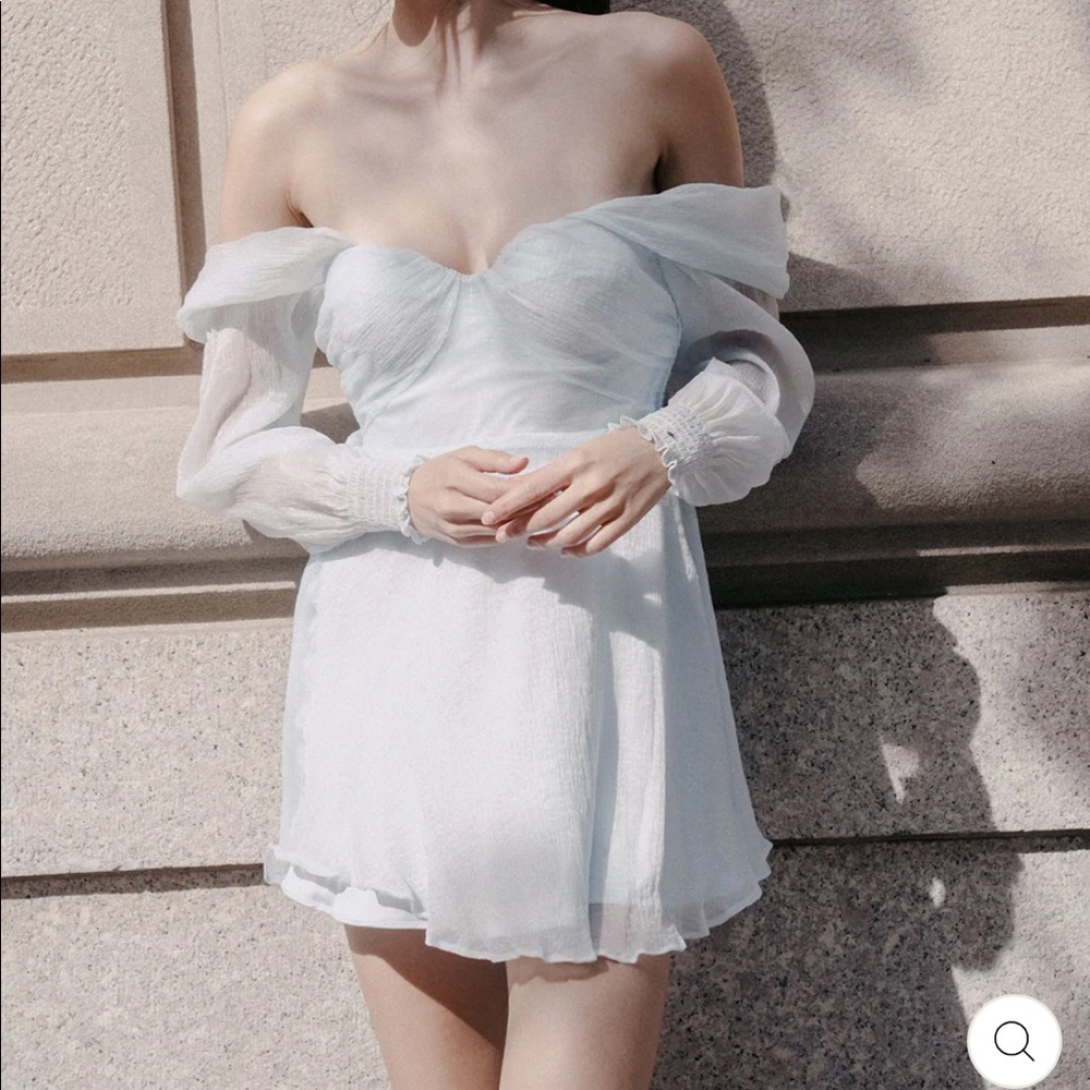 Light Blue Off the Shoulder Dress